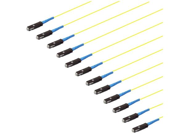 Fiberhale SM MU/UPC 12-pakning, 1,5 m 9/OS2 G.657.A2, 900µm fast kledning, Gul 