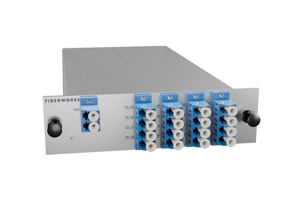 Fiberworks 16 ch. DWDM Mux/Demux, LGX2 ITU ch. 25-40, 100 GHz, Single fiber 