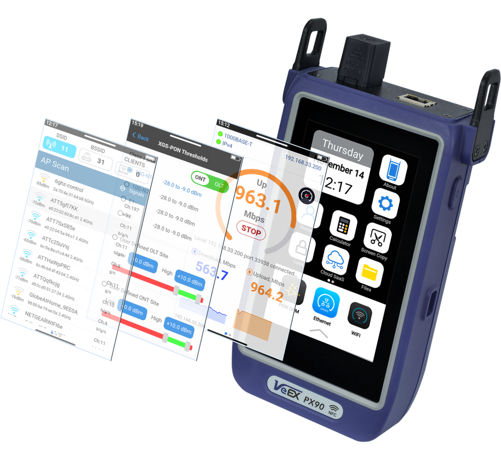 VX-PX90-SCA-WIFI VeEX Z06-09-001P PX90 PON Serviceaktivering- og testinstr WiFi, SC/APC med portbeskytter