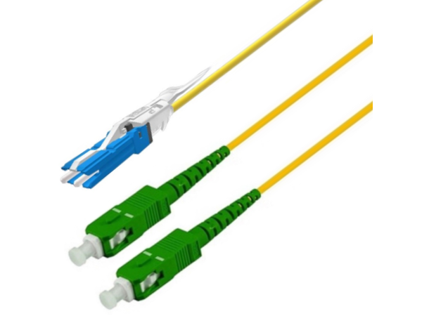 Snor SM CS/UPC-2x SC/APC, 2 m 9/OS2 G.657.A2  ø2,0mm, IEC-B, Gul 