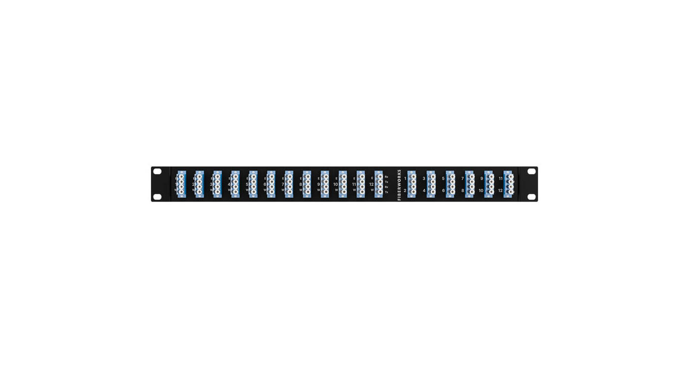 F-TAP-12-5050-LU Fiberworks AS  Fiberworks Network Tap, 50% mon. 12 taps SM 9/125, IL 3.5 dB, 1U 19", LC/UPC