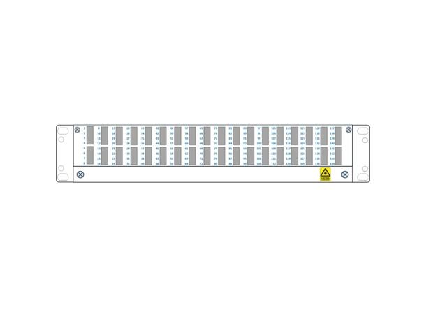 Panel 2U 19"/ETSI for 36 LC-QUAD (144F) Teleskopskinner. Med installasjonsett 