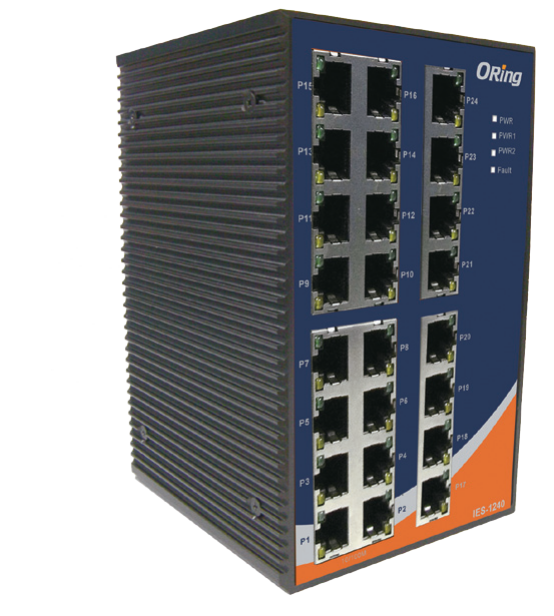 ORING-IES-1240 ORing Industrial Networking Corp. IES-1240 ORing FastE 24x 10/100TX (RJ45) Unmanaged Switch, IP30