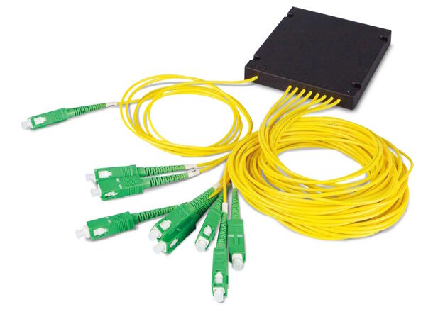 PLC splitter 1:8 i ABS-boks 2 mm haler med SC/UPC konnektorer 