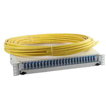 P15-Y48MS-E2A-PIG-20 Fiberworks AS  Panel preterm 1,5U G48 QXAI E2A-PIG 20 m E2000/APC i 1,5U panel, åpen ende B