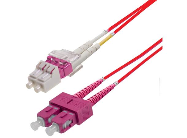 Snor MM DPX LC/PC-SC/PC 1 m 50/OM4 BIF 2x ø2mm Rød (Pantone 179C) 