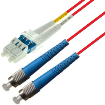 P-SM9-D2R-LCU-FCU-01 Fiberworks AS  Snor SM DPX LC/UPC-FC/UPC 1 m 9/OS2 G.657.A2 2x ø2mm Rød