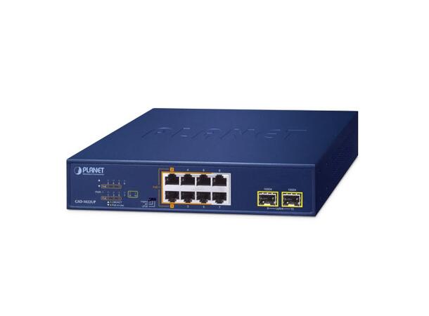 PLANET 8x POE++ GigE, 2x SFP Gigabit umanaged Ethernet Switch, AC 