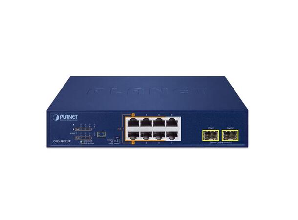 PLANET 8x POE++ GigE, 2x SFP Gigabit umanaged Ethernet Switch, AC 