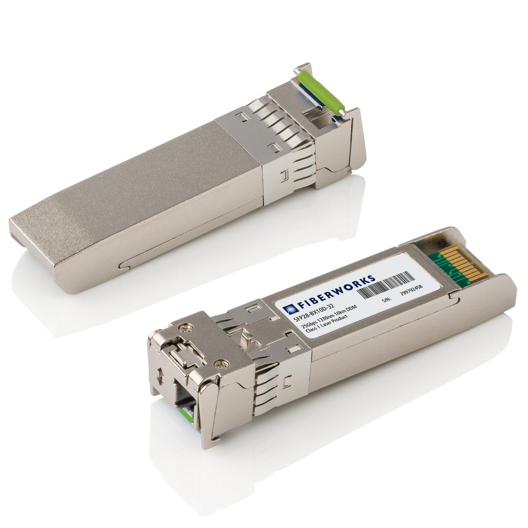 SFP28-BX20D-32 Fiberworks AS  SFP28, BiDi, 25Gbps, DDM, SM, 20km Tx/Rx=1330/1270nm, 12dB