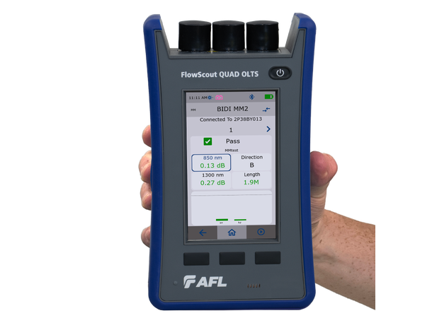 FlowScout® QUAD OLTS Certification Test Tier 1 OLTS serifisering for SM/MM 