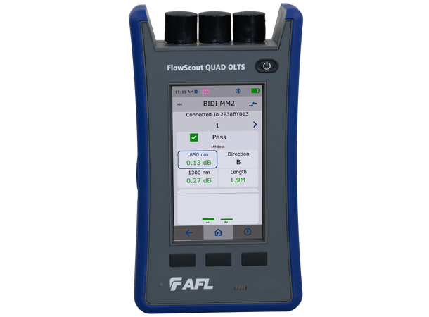 FlowScout® QUAD OLTS Certification Test Tier 1 OLTS serifisering for SM/MM 