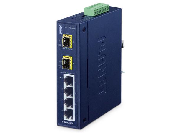 IFGS-620TF DC IP30 FastEthernet Switch 2x 1G SFP, 4x FE RJ45, 12-48V DC 