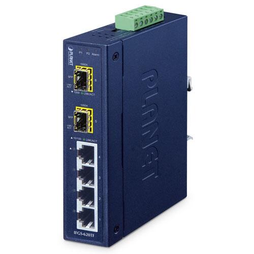 MC-PLANET-IFGS-620TF PLANET IFGS-620TF IFGS-620TF DC IP30 FastEthernet Switch 2x 1G SFP, 4x FE RJ45, 12-48V DC