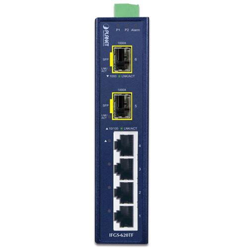 MC-PLANET-IFGS-620TF PLANET IFGS-620TF IFGS-620TF DC IP30 FastEthernet Switch 2x 1G SFP, 4x FE RJ45, 12-48V DC