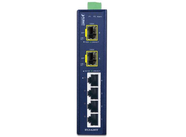 IFGS-620TF DC IP30 FastEthernet Switch 2x 1G SFP, 4x FE RJ45, 12-48V DC 