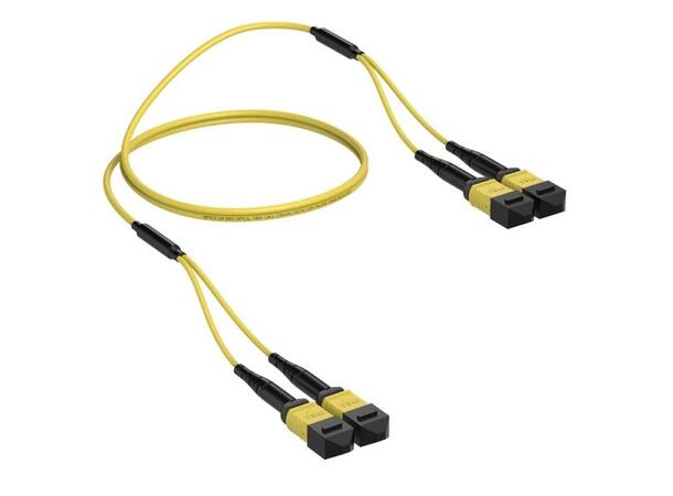 Trunk SM 2xMPO12/APC Hunn-Hunn Pol B x m 9/OS2 G.657.A1, 2x Base-12, Gul, Elite 