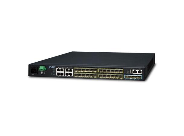 PLANET L3 24x SFP, 8x RJ45, 4x 10G SFP+ Stackable Managed Gigabit Switch, AC/DC 