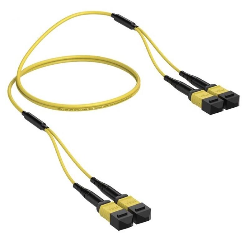 P-A1-M4Y-2M1MbM1M-xx Fiberworks AS  Trunk SM 2xMPO12/APC Hann-Hann Pol B x m 9/OS2 G.657.A1, 2x Base-12, Gul, Elite