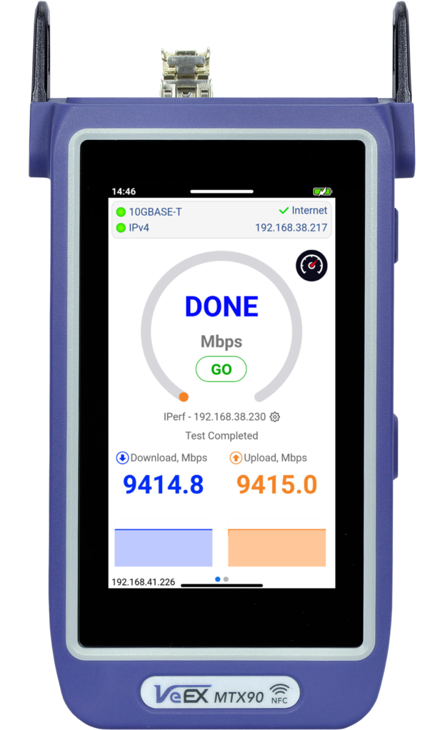 VX-MTX90 VeEX  VeEX MTX90 Multi-Gigabit Ethernet Test 10M-10G Ethernet, WiFi2.4/5/6 GHz, Ookla