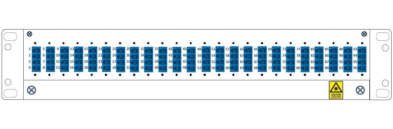 SP-FP15-KIT-LCU-96 Fiberworks AS  Panel 1,5U med 96 LC/UPC fiberhaler 24 LC-QUAD adapter, installasjonsett