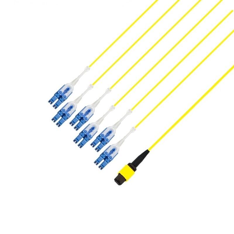 P-7A1-M3Y-MFa1LU-20 Fiberworks AS  Fout SM MPO/APC12(f)-12LC/UPC pol A 20 m 9/OS2 G.657.A1, Base-12 Yellow, Super LL