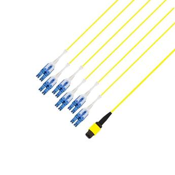 P-7A1-M3Y-MFa1LU-20 Fiberworks AS  Fout SM MPO/APC12(f)-12LC/UPC pol A 20 m 9/OS2 G.657.A1, Base-12 Yellow, Super LL