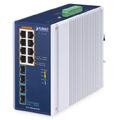 PLANET 8x GE PoE++ RJ45, 4x1000X SFP 1G Ethernet Industrial Switch, IP30, DIN