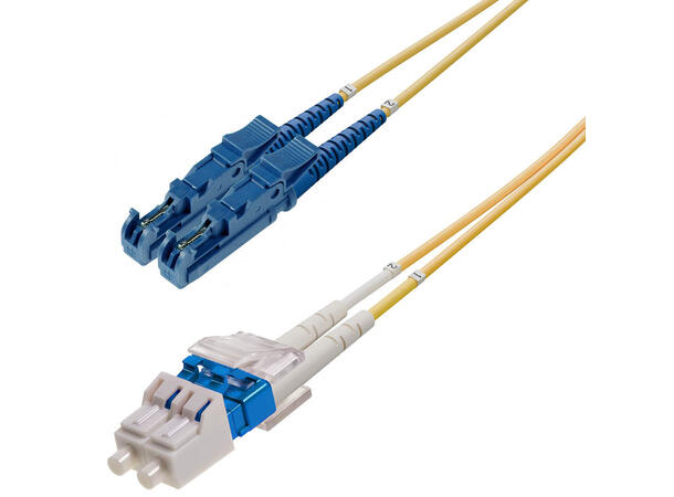 Snor SM DPX E2000/UPC-LC/APC 2 m 9/OS2 G.657.A2 2x ø2mm Gul 
