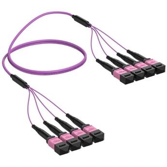 P-O4-M9M-4M1FaM1F-xx Fiberworks AS  Trunk MM 4xMPO/PC12 Fem.-Fem. Pol A xx m 50/OM4 BIF, 4x Base-12, Magenta, SLL