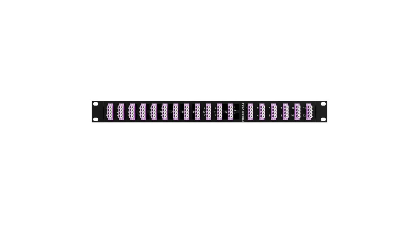 F-TAP-12-OM4-5050-LP Fiberworks AS  Fiberworks Network Tap, 50% mon. 12 taps OM4 50/125, IL 4.1 dB, 1U 19", LC/PC