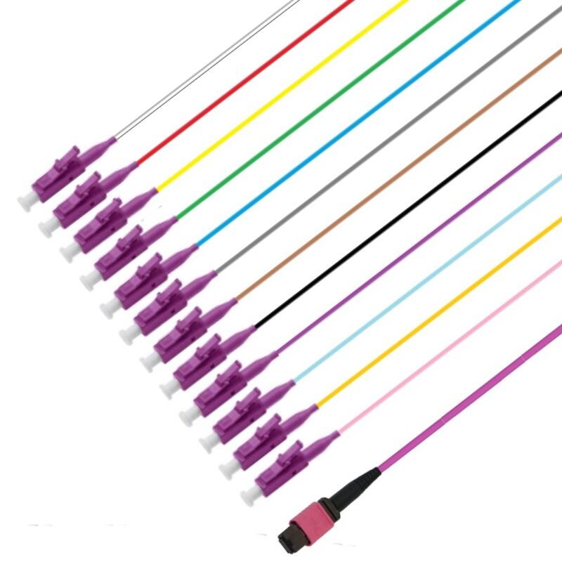 P-OM4-M3M-MMs12LP-10 Fiberworks AS  Fout MM MPO/PC12(m)-12xLC/PC 0,9mm, 10 m 50/OM4 BIF, Base-12 Erika Fiolett, Elite