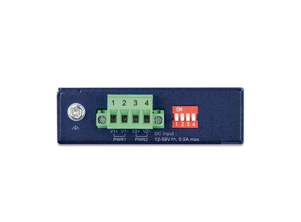 IGT-2205AT-E Industrial GigE Media Conv. 2xRJ45 og 2xSFP, 2x 12-58V DC 