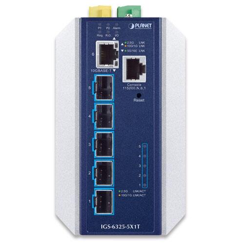 PLN-IGS-6325-5X1T PLANET IGS-6325-5X1T PLANET 5x 1G/10G SFP+, 1x 100M-10G RJ45 Managed L3 Industrial Switch, DIN