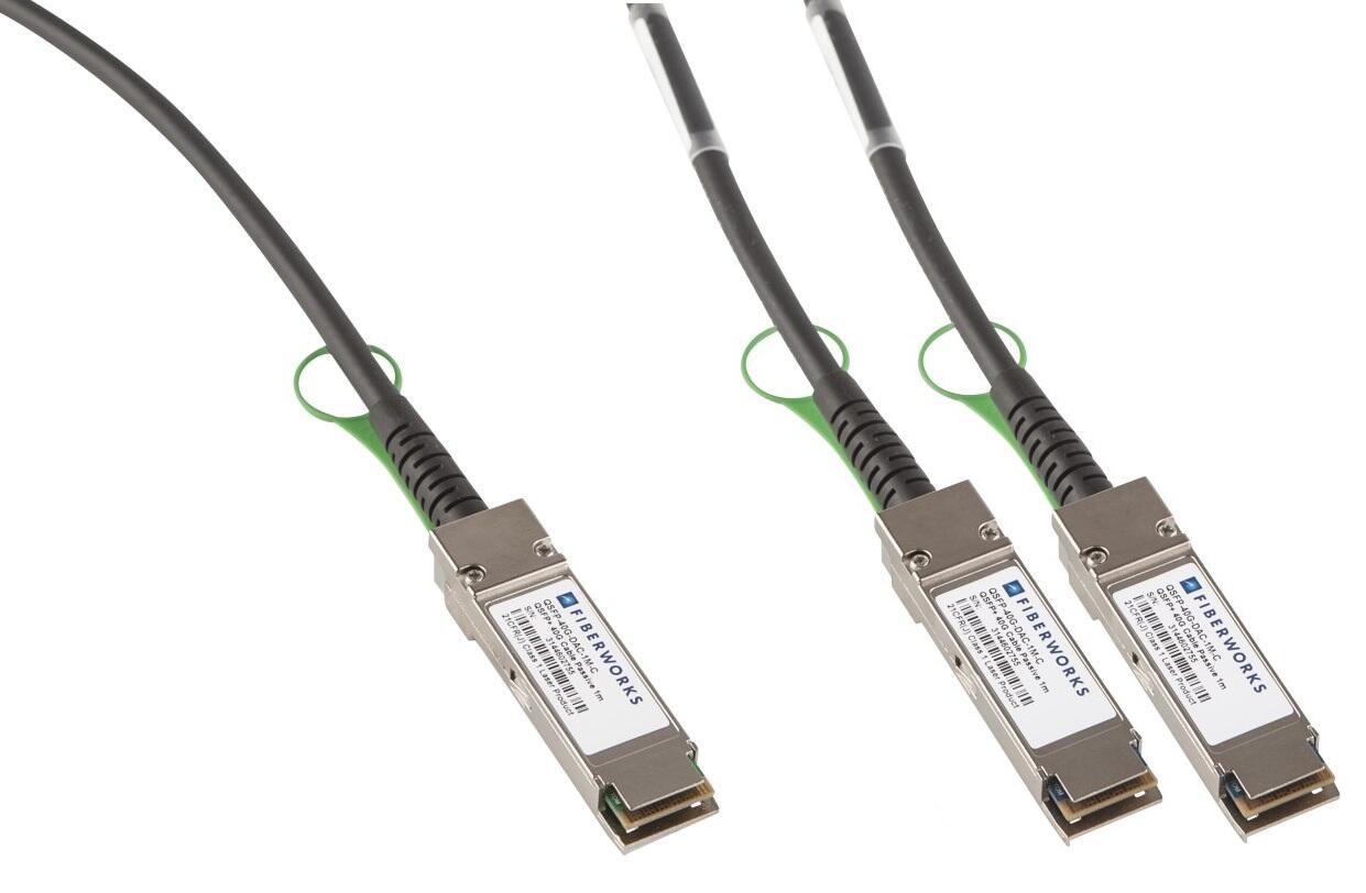 QSFP56-2QSFP56D-1M-U Fiberworks AS  QSFP56 200G to 2x QSFP56 100G DAC Passive, 200GBASE-CR4, 1m, Fiberworks