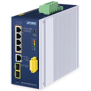PLANET 4x 1G RJ45 PoE+, 2x 1G/2.5G SFP Managed L3 Industrial Switch, DIN, 12V