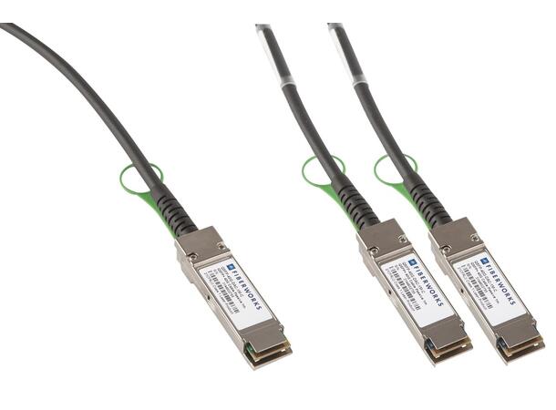 QSFP-DD to 2x QSFP28 Twinax cable (DAC) 2x 100GBASE-CR4, Passive, 3m, Fiberworks 