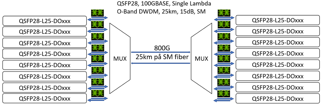 800G på en 8 kanals Mux